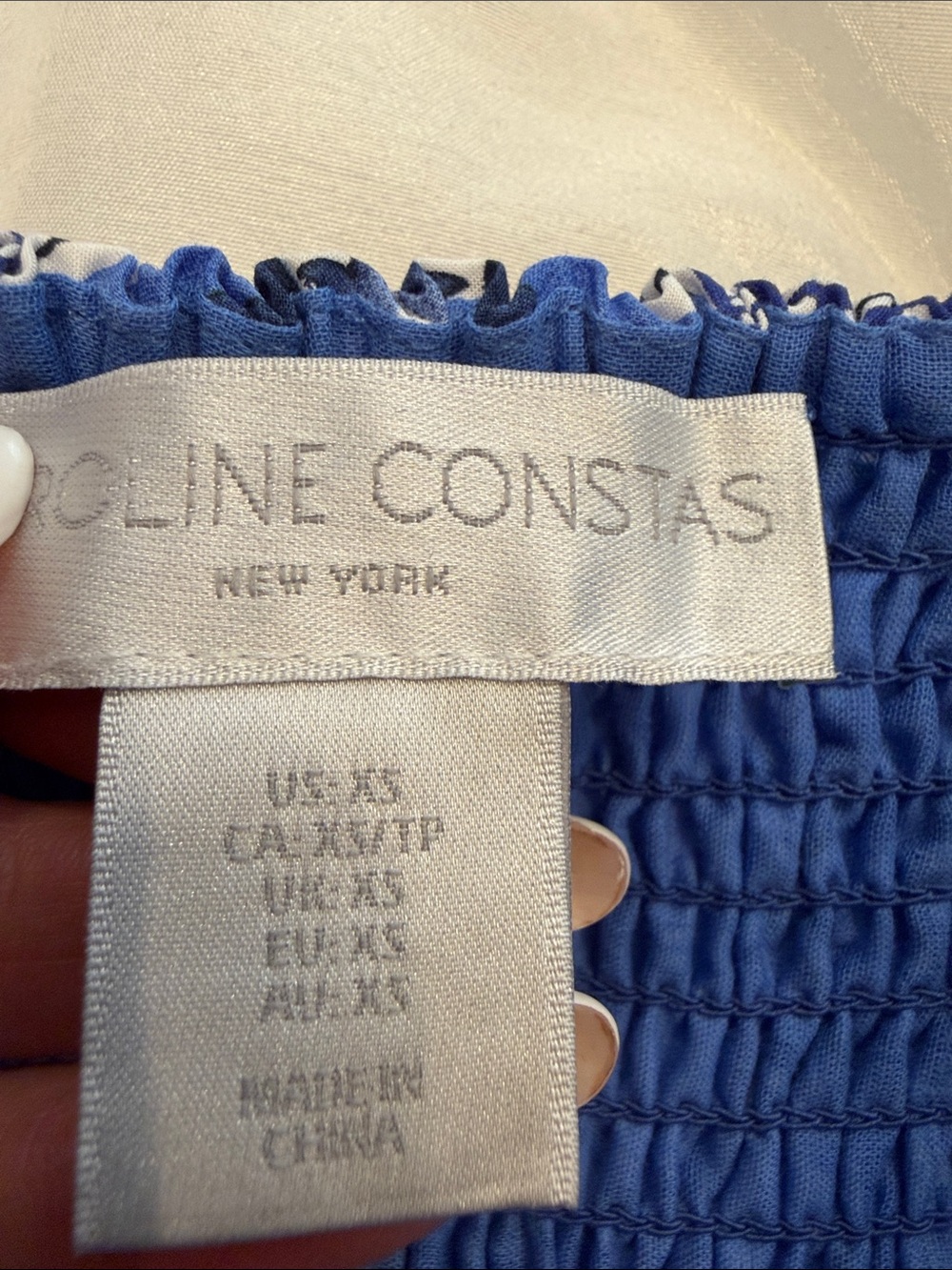 NWOT Caroline Constas Blue and White Printed Midi Sundress size XS - Picture 8 of 9